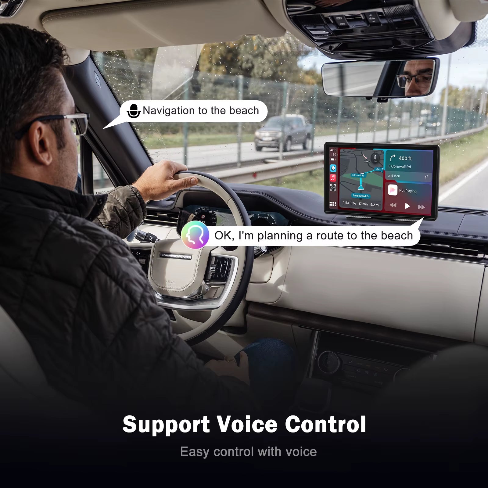 9 Inch Universal Portable Multimedia Screen Carplay Display Wireless Carplay Android Auto Touchscreen for Car